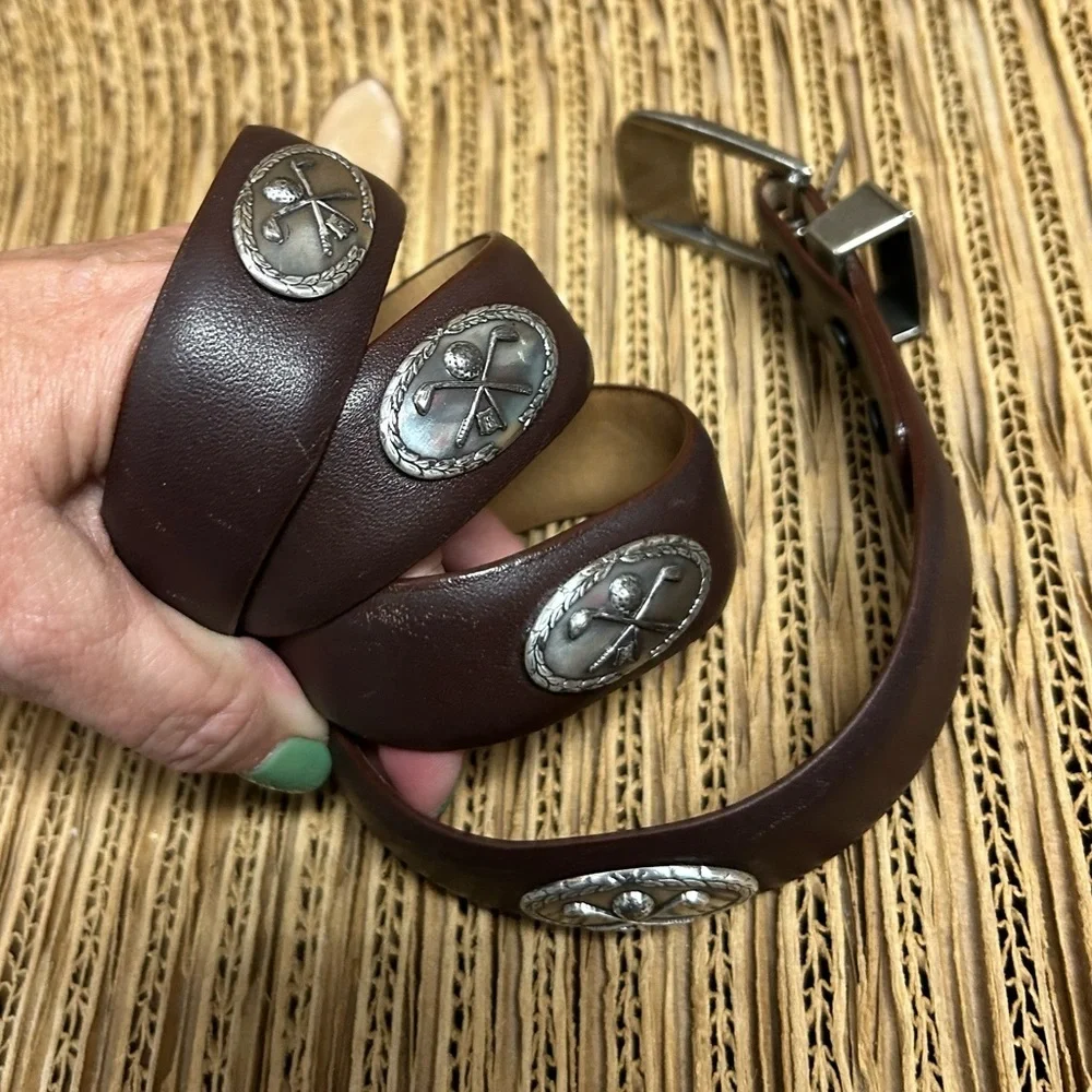 Vintage Brown Leather Golf Belt